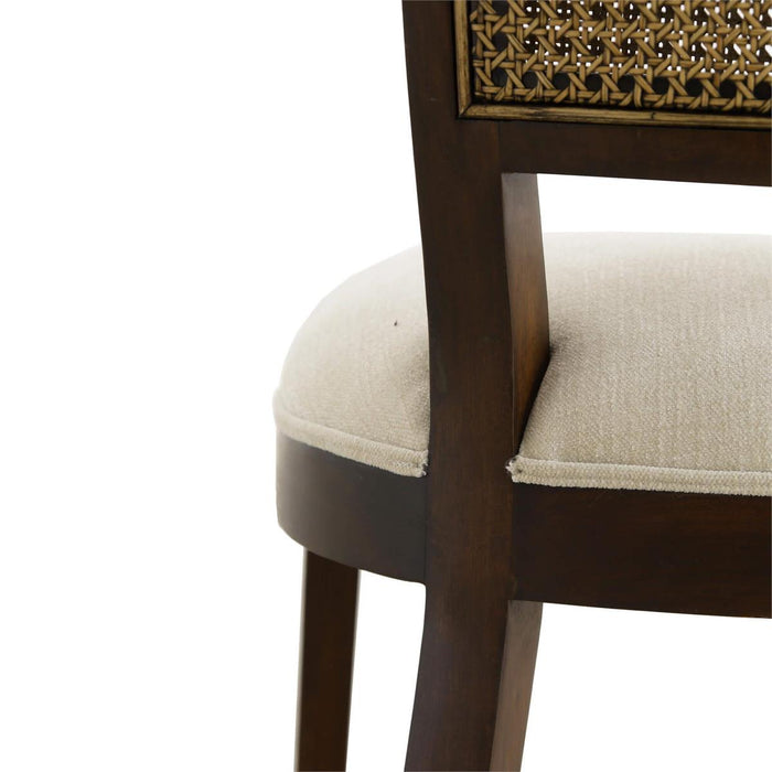 Bramble - Aldgate Dining Chair in Matt Teak Brown w/ Thames Natural Performance Fabric w/ Rattan Glaze Back - 76829MTBSF247RGZE--- Set of 2