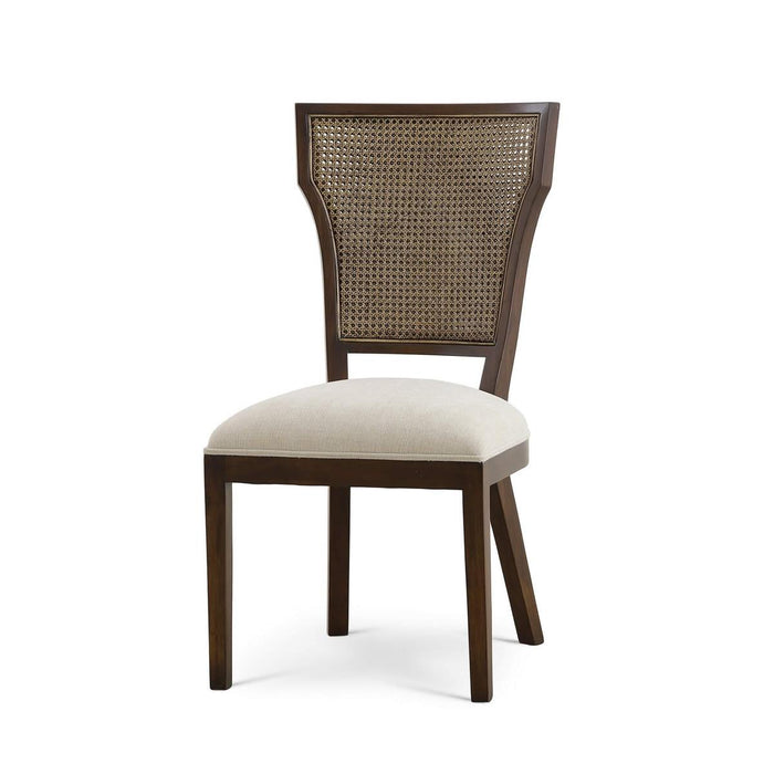 Bramble - Aldgate Dining Chair in Matt Teak Brown w/ Thames Natural Performance Fabric w/ Rattan Glaze Back - 76829MTBSF247RGZE--- Set of 2