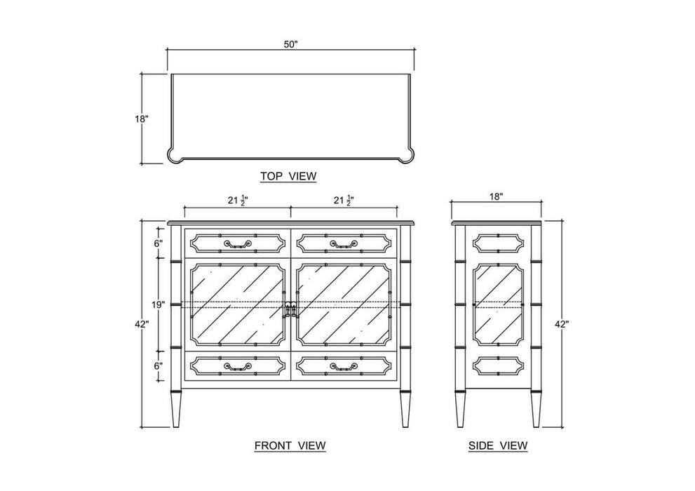 Bramble - Grosvenor 2 Door Sideboard w/ 4 Drawers w/ LED in Batavia Black w/ True White Interior - 76848BBA-TRW---