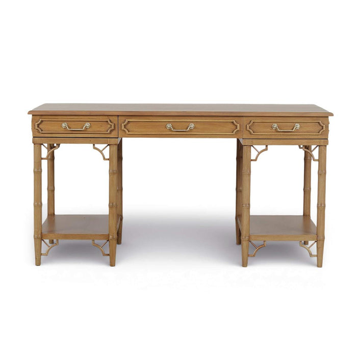 Bramble - Chelsea Pedestal Desk in Antique French Oak - 76857AFD----- - GreatFurnitureDeal