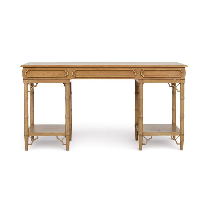 Bramble - Chelsea Pedestal Desk in Antique French Oak - 76857AFD----- - GreatFurnitureDeal