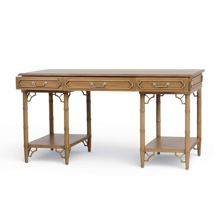 Bramble - Chelsea Pedestal Desk in Antique French Oak - 76857AFD----- - GreatFurnitureDeal