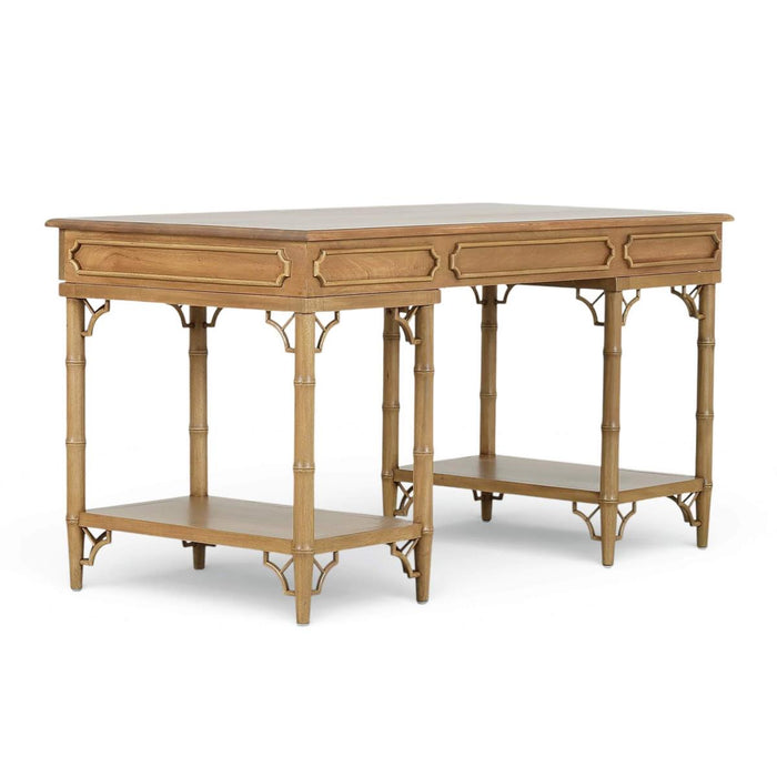 Bramble - Chelsea Pedestal Desk in Antique French Oak - 76857AFD----- - GreatFurnitureDeal