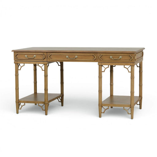 Bramble - Chelsea Pedestal Desk in Antique French Oak - 76857AFD----- - GreatFurnitureDeal
