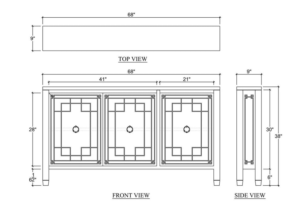 Bramble - Knightsbridge Narrow 3 Door Sideboard in Fruitwood - 76858FRW-----