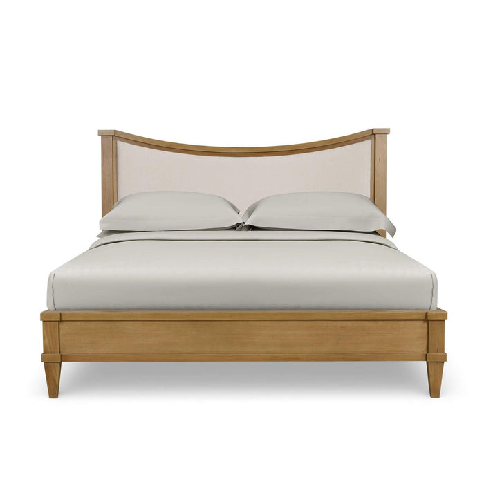 Bramble - Bow King Bed Upholstery in Antique French Oak w/ Thames Natural Performance Fabric - 76869AFDSF247----