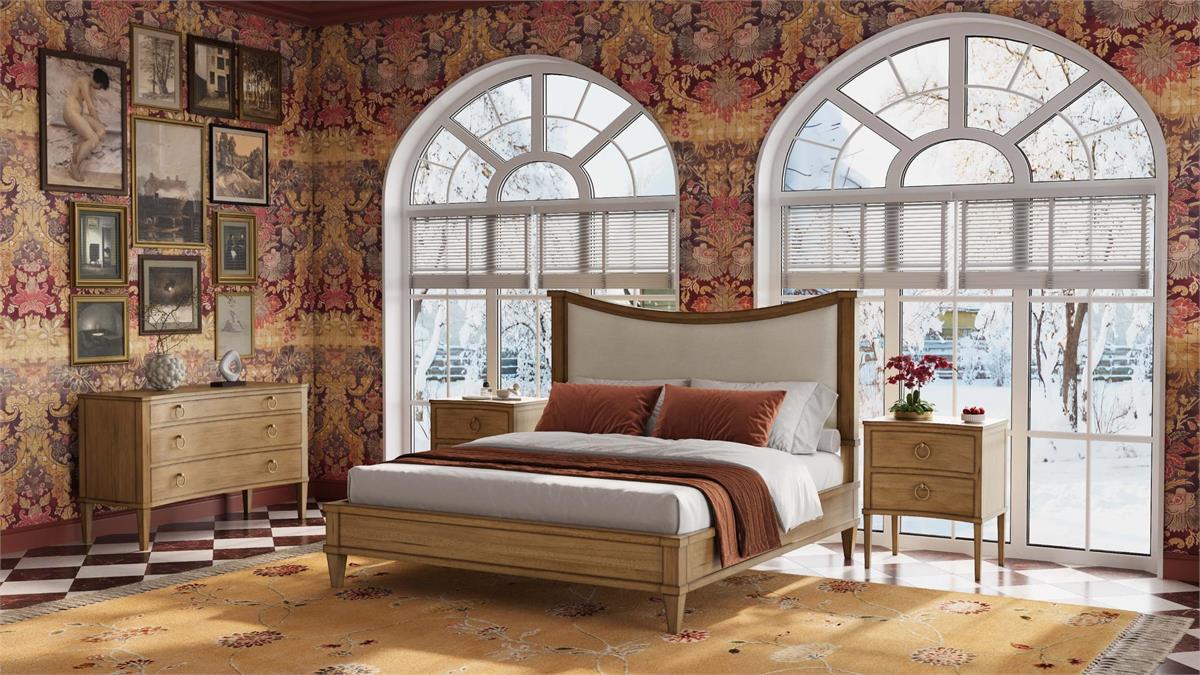 Bramble - Bow Upholstered King Bed - BR-76869 - GreatFurnitureDeal