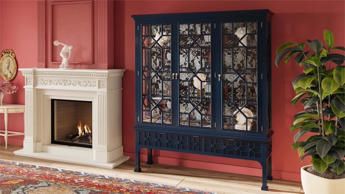 Bramble - Grosvenor 3 Door 3 Drawer Display Cabinet w/ LED - BR-76881 - GreatFurnitureDeal