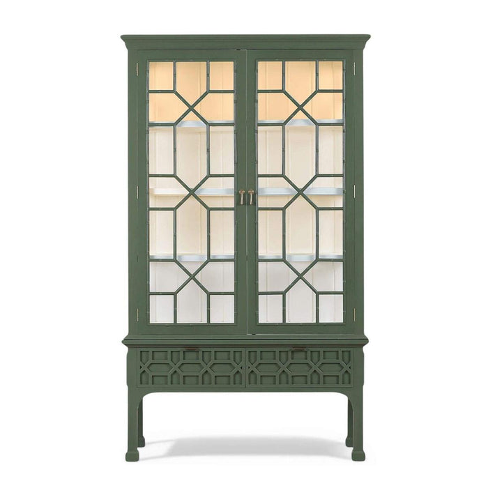 Bramble - Grosvenor 2 Door 3 Drawer Display Cabinet w/ LED in Willow Shiny w/ True White Interior - 76905WLS-TRW--NDT - GreatFurnitureDeal