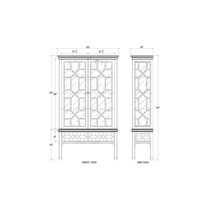 Bramble - Grosvenor 2 Door 3 Drawer Display Cabinet w/ LED - BR-76905 - GreatFurnitureDeal