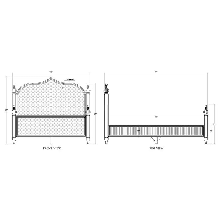 Bramble - Brighton Upholstered Back Queen Bed (* comes w/ 2 poster options) - BR-76919