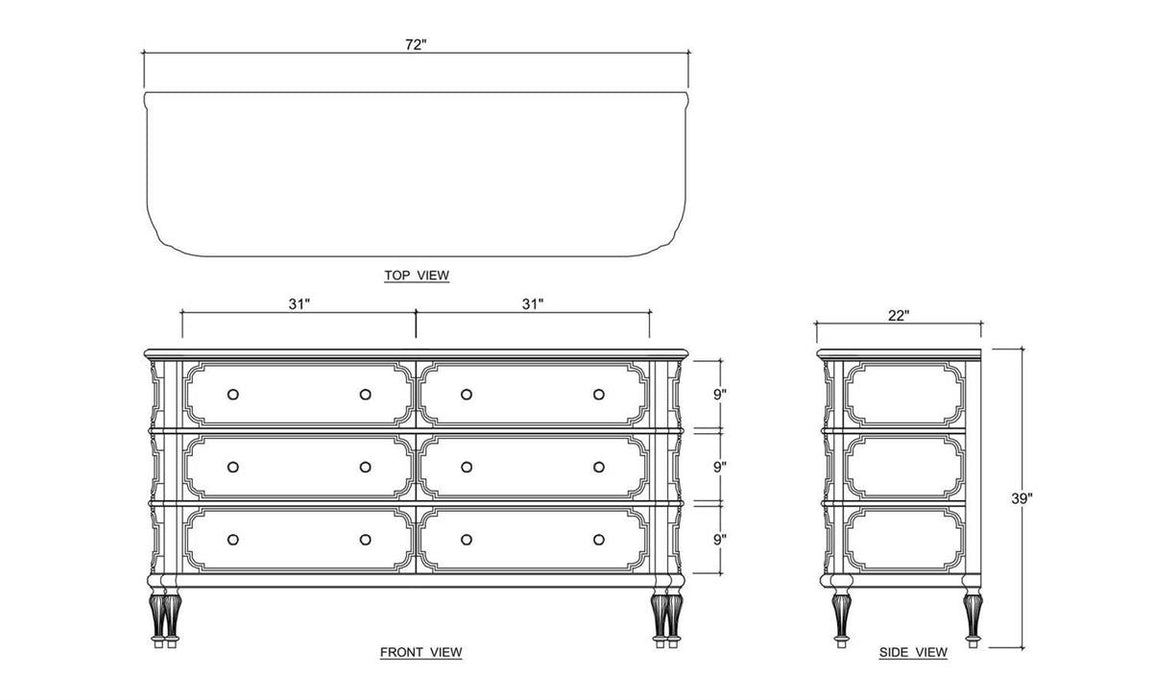 Bramble - Piccadilly 6 Drawer Dresser - BR-76931