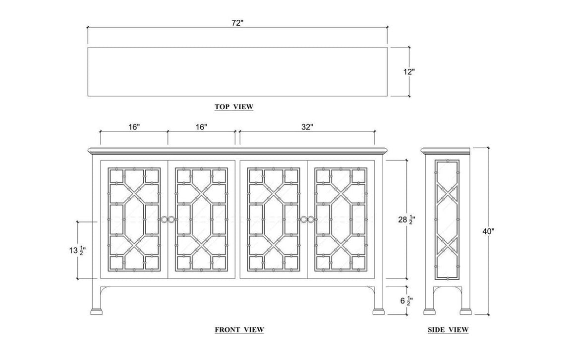 Bramble - Grosvenor Narrow Display Sideboard w/ LED Lights - BR-76933