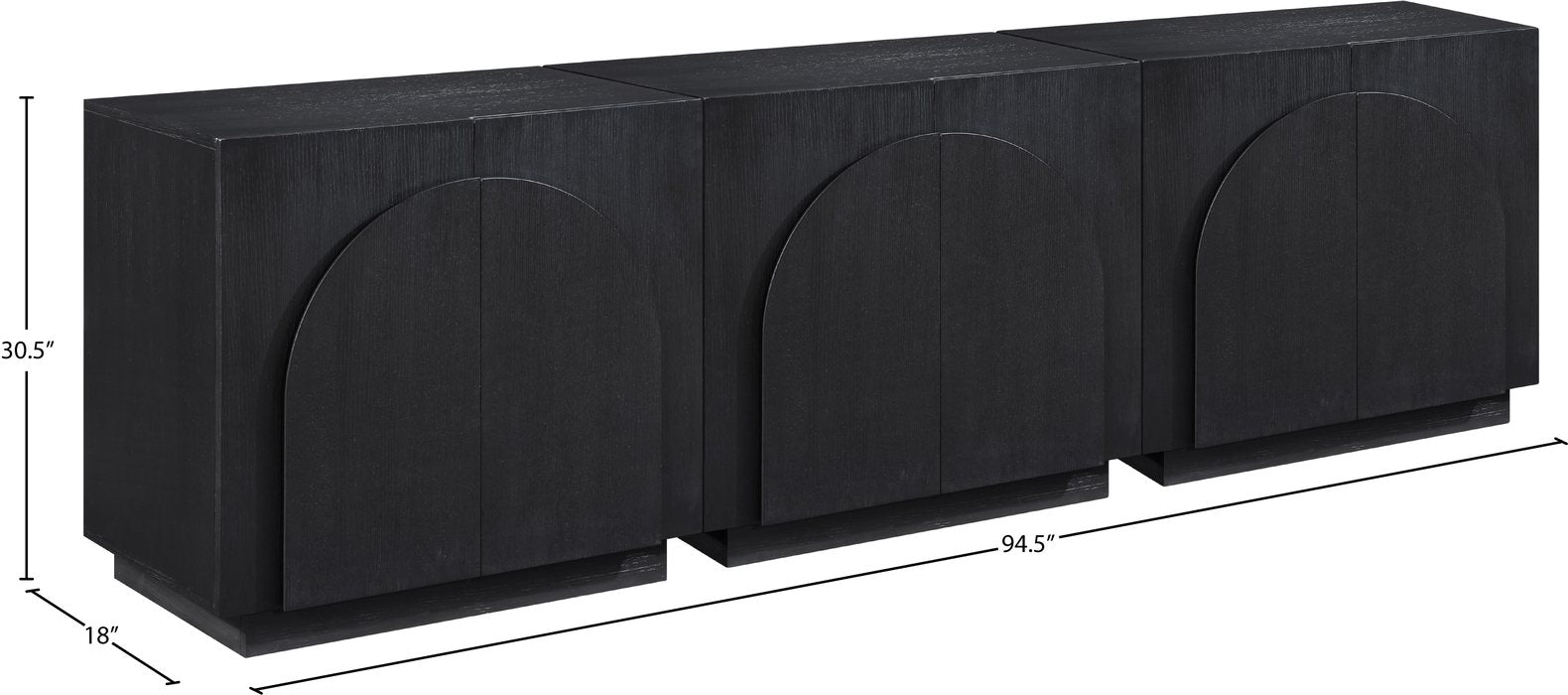Meridian Furniture - Navona Black Oak Veneer Sideboard / Buffet - 77001Black-T-3PC - GreatFurnitureDeal