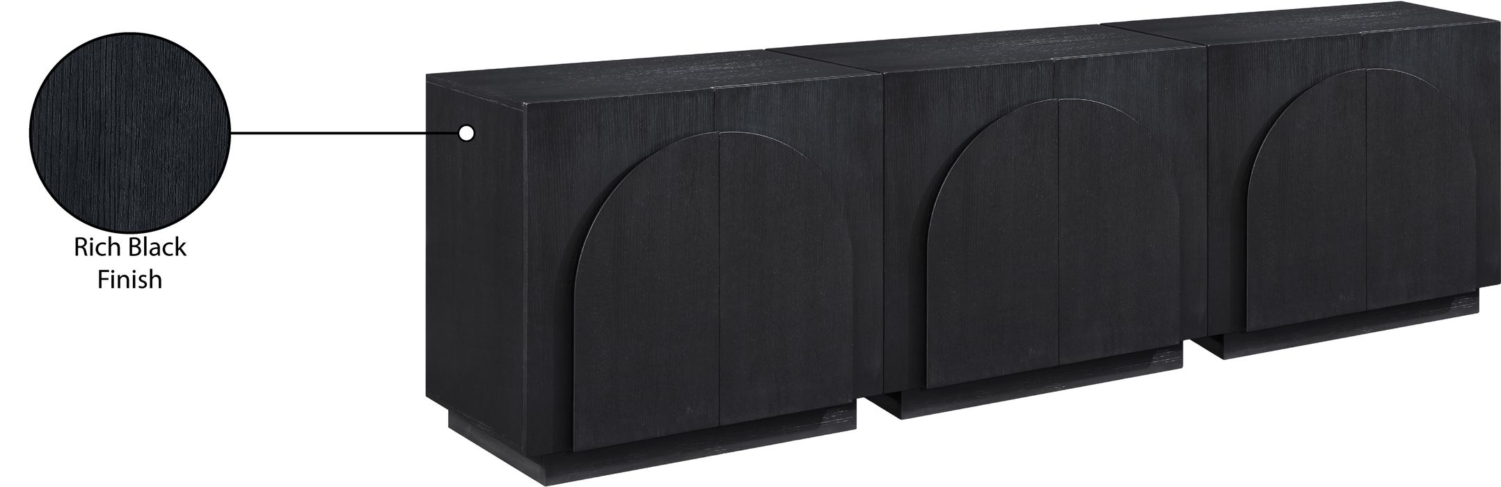 Meridian Furniture - Navona Black Oak Veneer Sideboard / Buffet - 77001Black-T-3PC - GreatFurnitureDeal