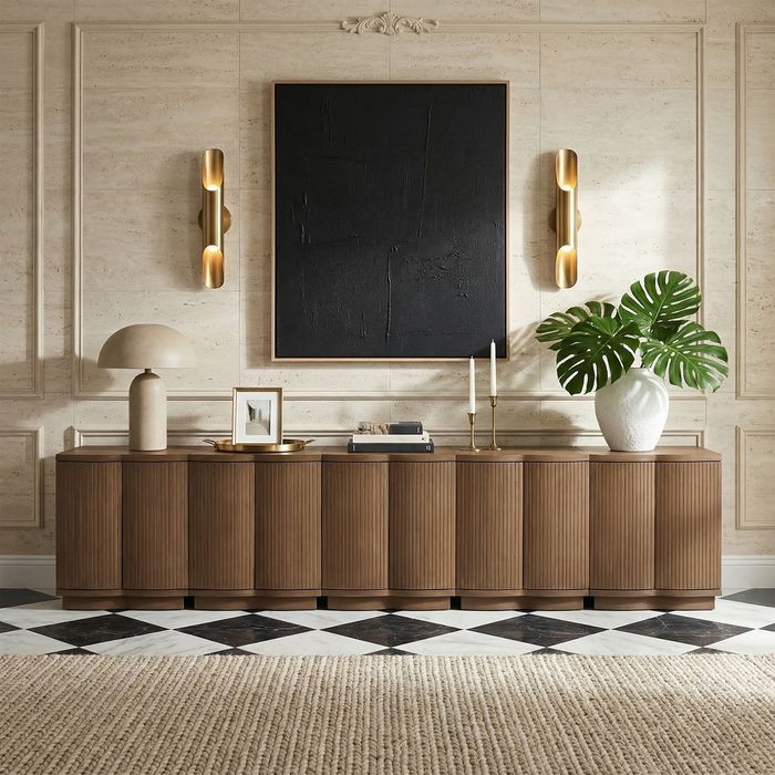 Meridian Furniture - Aveline Brown Oak Veneer 5pc. Sideboard/Buffet - 77006Brown-T-5PC - GreatFurnitureDeal