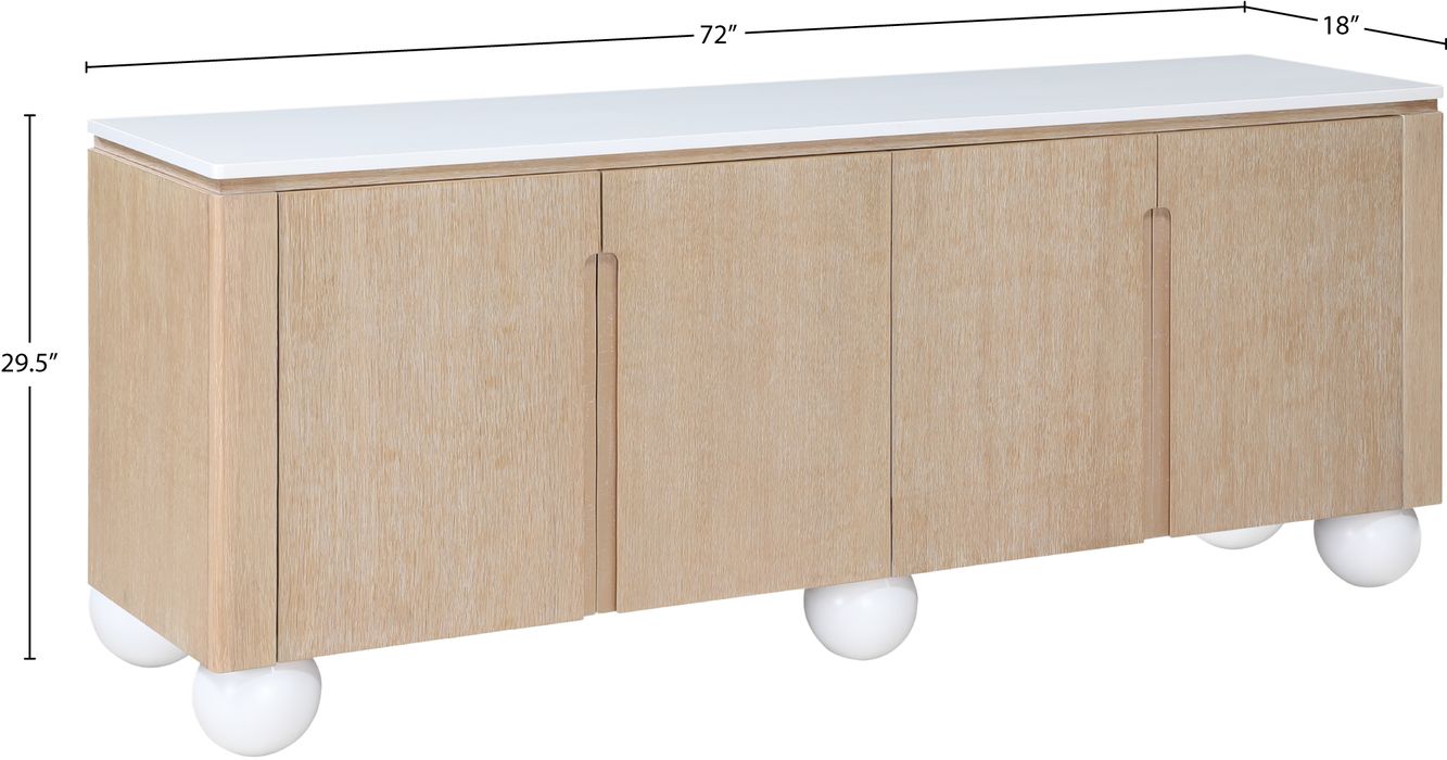 Meridian Furniture - Cardiff Natural Laquer And Oak Veneer Sideboard / Buffet - 77022Natural - GreatFurnitureDeal