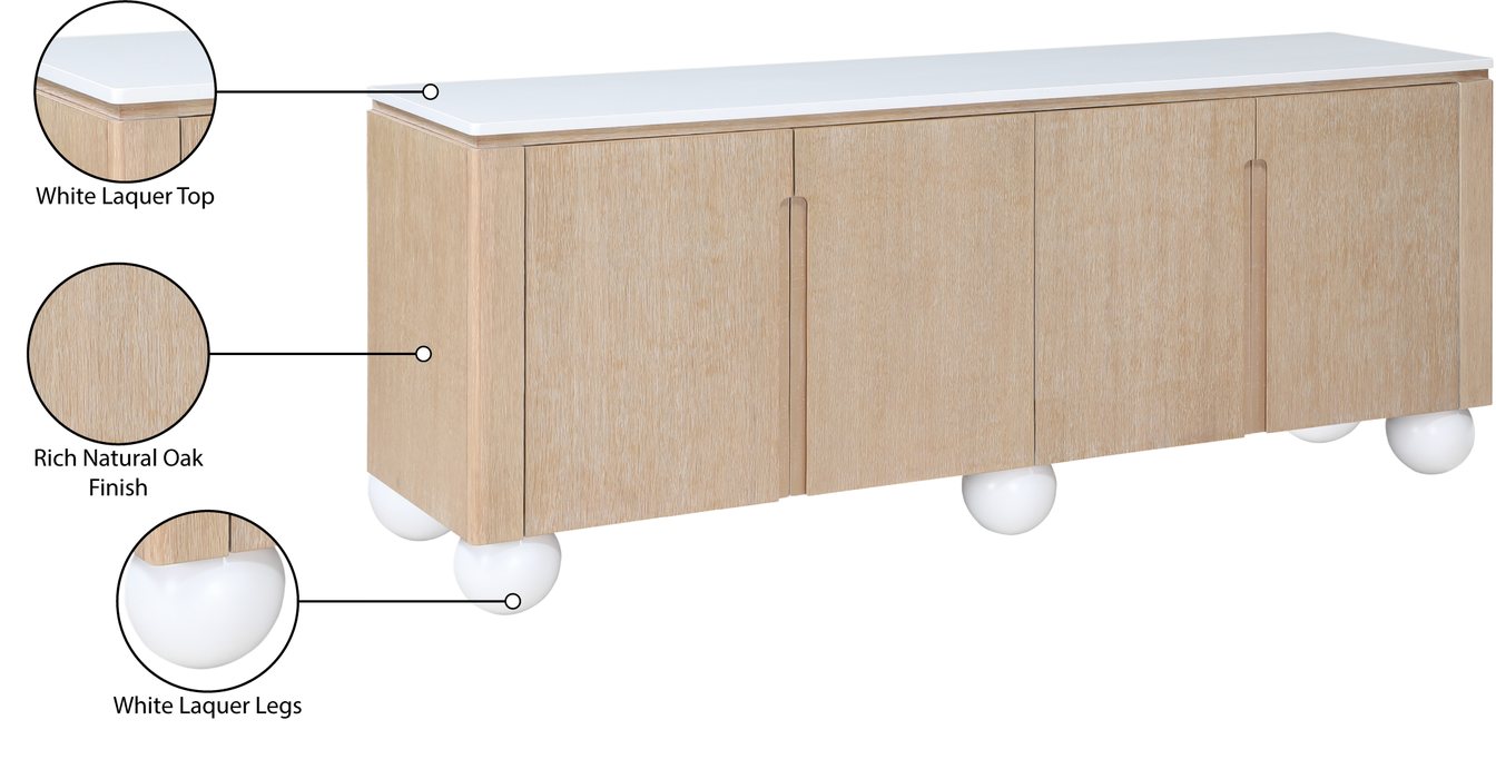 Meridian Furniture - Cardiff Natural Laquer And Oak Veneer Sideboard / Buffet - 77022Natural - GreatFurnitureDeal