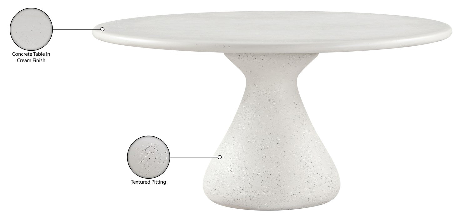 Meridian Furniture - Sano 60" Cream Concrete Indoor / Outdoor Dining Table - 77041Cream-DT60 - GreatFurnitureDeal