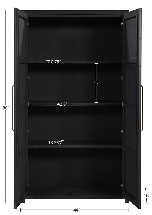 Meridian Furniture - Vana Black Cane And Solid Wood Storage Cabinet - 77050Black - GreatFurnitureDeal