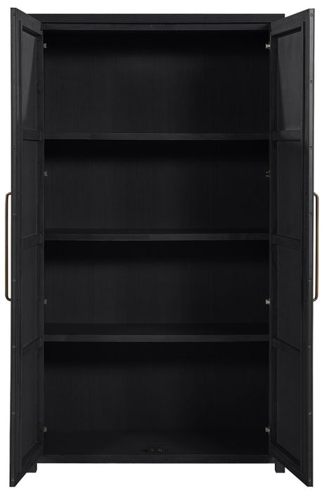 Meridian Furniture - Vana Black Cane And Solid Wood Storage Cabinet - 77050Black - GreatFurnitureDeal