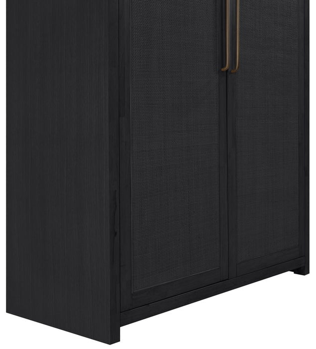 Meridian Furniture - Vana Black Cane And Solid Wood Storage Cabinet - 77050Black - GreatFurnitureDeal