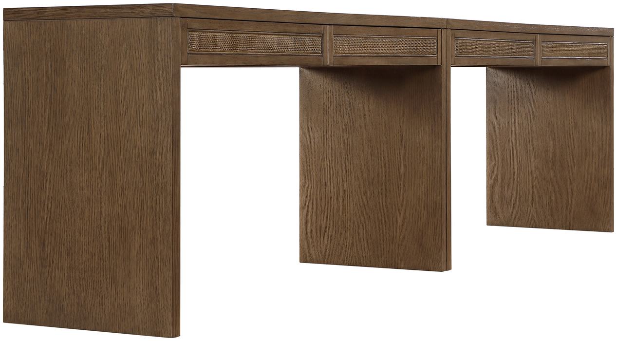 Meridian Furniture - Avro Brown Cane, Solid Wood And Oak Veneer 2pc. Desk - 77051Brown-T-2PC - GreatFurnitureDeal