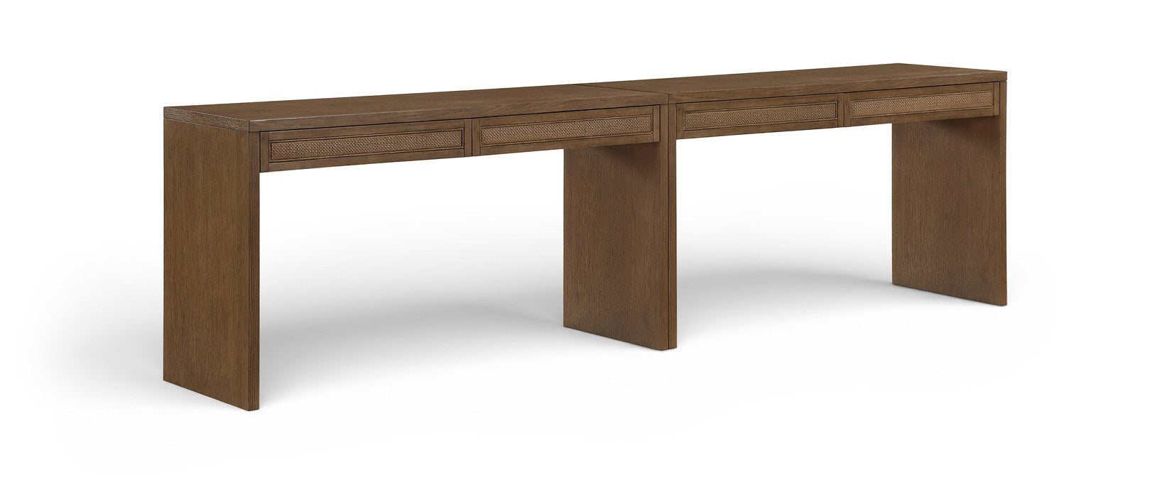 Meridian Furniture - Avro Brown Cane, Solid Wood And Oak Veneer 2pc. Desk - 77051Brown-T-2PC - GreatFurnitureDeal