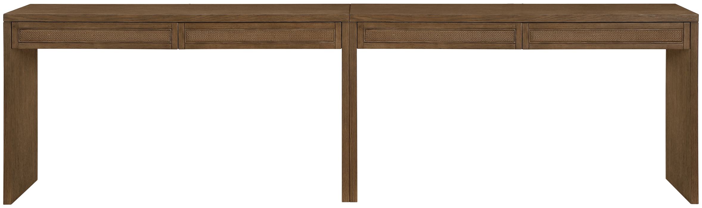 Meridian Furniture - Avro Brown Cane, Solid Wood And Oak Veneer 2pc. Desk - 77051Brown-T-2PC - GreatFurnitureDeal