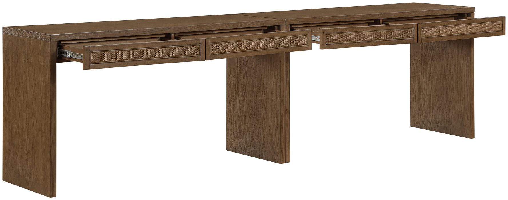 Meridian Furniture - Avro Brown Cane, Solid Wood And Oak Veneer 2pc. Desk - 77051Brown-T-2PC - GreatFurnitureDeal