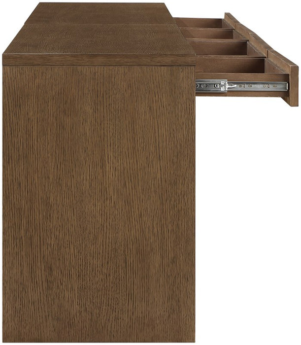 Meridian Furniture - Avro Brown Cane, Solid Wood And Oak Veneer 2pc. Desk - 77051Brown-T-2PC - GreatFurnitureDeal