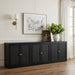 Meridian Furniture - Vero Black Cane, Solid Wood And Oak Veneer 3pc. Sideboard/Buffet - 77052Black-T-3PC - GreatFurnitureDeal