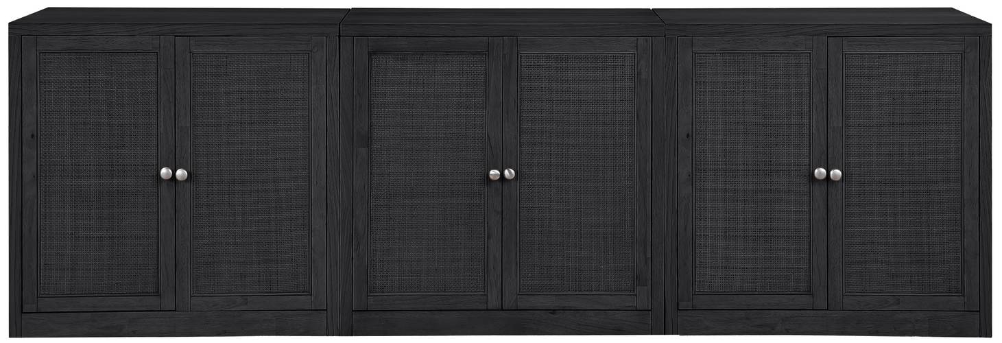 Meridian Furniture - Vero Black Cane, Solid Wood And Oak Veneer 3pc. Sideboard/Buffet - 77052Black-T-3PC - GreatFurnitureDeal