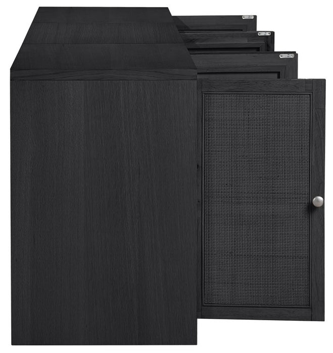 Meridian Furniture - Vero Black Cane, Solid Wood And Oak Veneer 3pc. Sideboard/Buffet - 77052Black-T-3PC - GreatFurnitureDeal