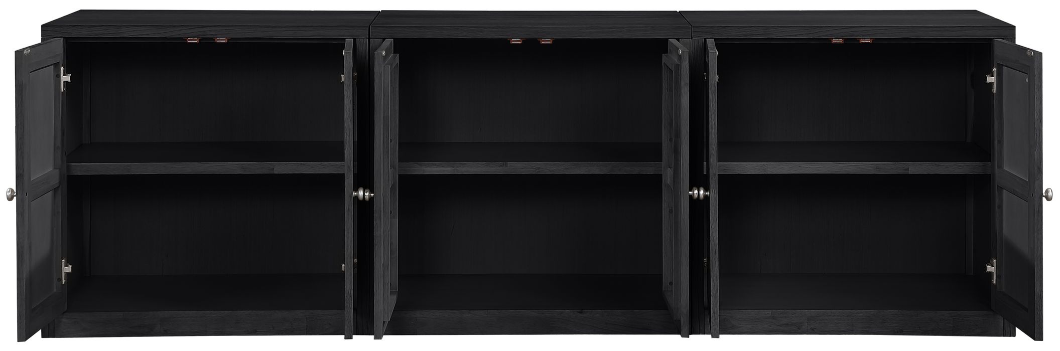 Meridian Furniture - Vero Black Cane, Solid Wood And Oak Veneer 3pc. Sideboard/Buffet - 77052Black-T-3PC - GreatFurnitureDeal