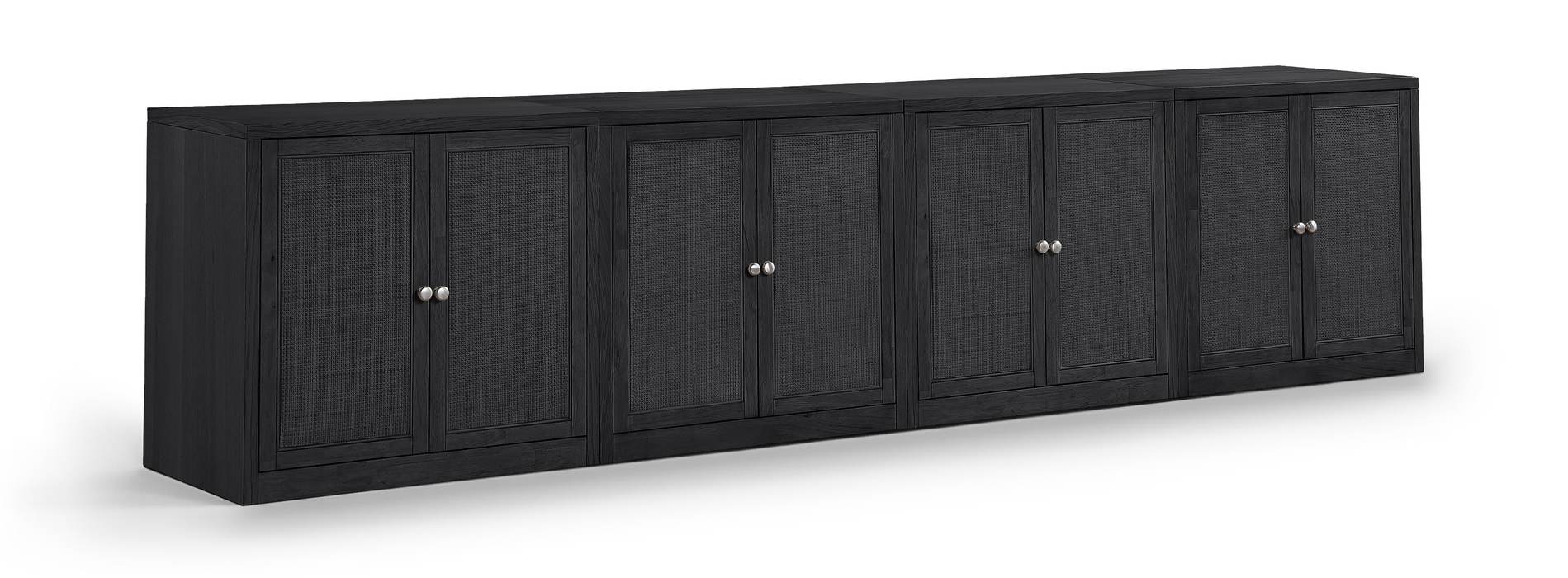 Meridian Furniture - Vero Black Cane, Solid Wood And Oak Veneer 4pc. Sideboard/Buffet - 77052Black-T-4PC - GreatFurnitureDeal