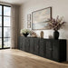 Meridian Furniture - Vero Black Cane, Solid Wood And Oak Veneer 4pc. Sideboard/Buffet - 77052Black-T-4PC - GreatFurnitureDeal