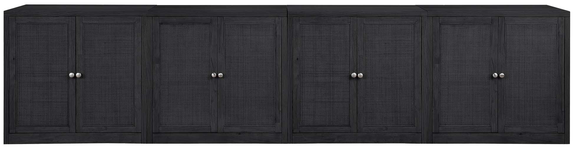 Meridian Furniture - Vero Black Cane, Solid Wood And Oak Veneer 4pc. Sideboard/Buffet - 77052Black-T-4PC - GreatFurnitureDeal
