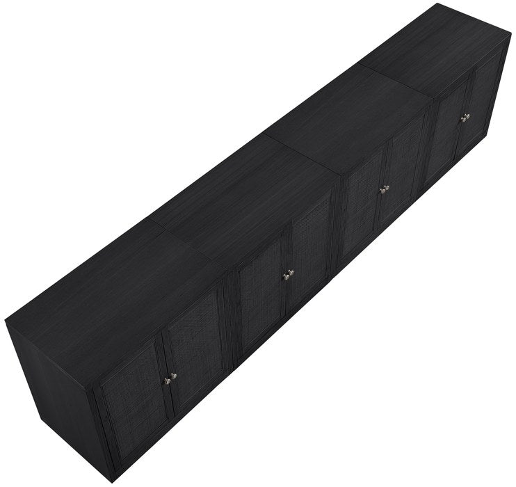 Meridian Furniture - Vero Black Cane, Solid Wood And Oak Veneer 4pc. Sideboard/Buffet - 77052Black-T-4PC - GreatFurnitureDeal