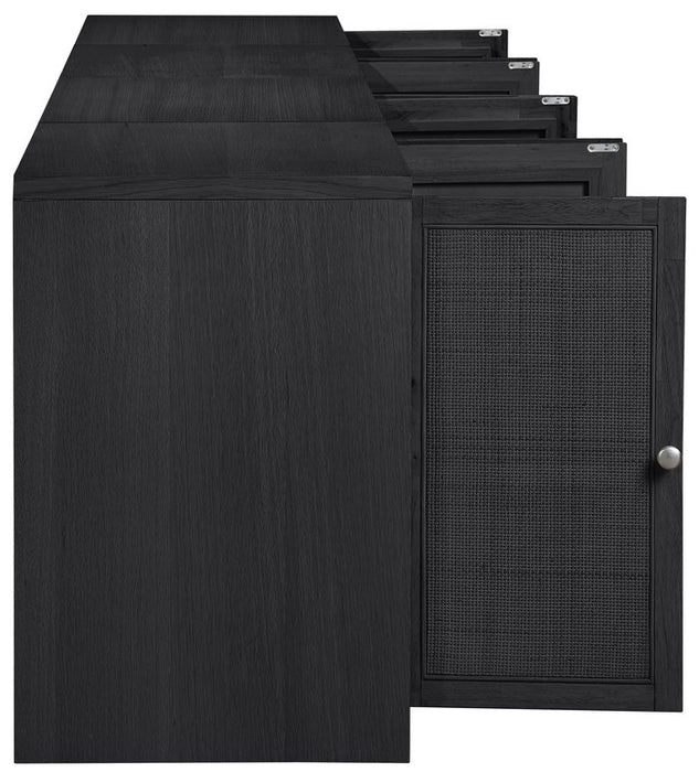 Meridian Furniture - Vero Black Cane, Solid Wood And Oak Veneer 4pc. Sideboard/Buffet - 77052Black-T-4PC - GreatFurnitureDeal
