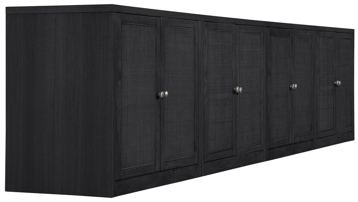 Meridian Furniture - Vero Black Cane, Solid Wood And Oak Veneer 4pc. Sideboard/Buffet - 77052Black-T-4PC - GreatFurnitureDeal