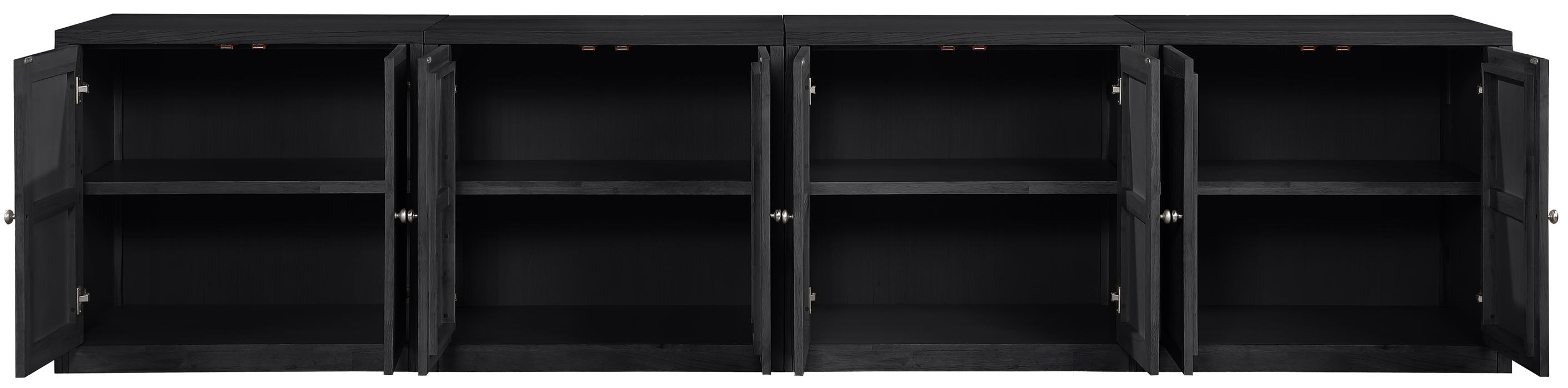 Meridian Furniture - Vero Black Cane, Solid Wood And Oak Veneer 4pc. Sideboard/Buffet - 77052Black-T-4PC - GreatFurnitureDeal