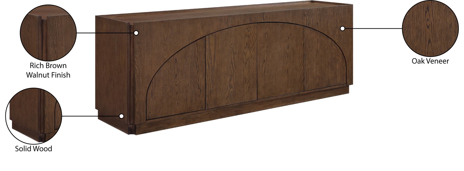 Meridian Furniture - Everson Brown Oak Veneer And Solid Wood Sideboard/Buffet - 77054Brown - GreatFurnitureDeal