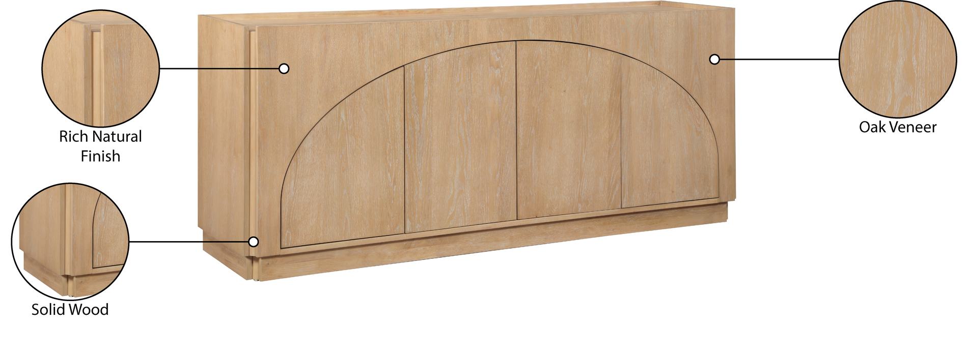 Meridian Furniture - Everson Natural Oak Veneer And Solid Wood Sideboard/Buffet - 77054Natural - GreatFurnitureDeal