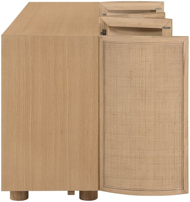 Meridian Furniture - Norin Natural Cane, Solid Wood And Oak Veneer Sideboard/Buffet - 77060Natural - GreatFurnitureDeal