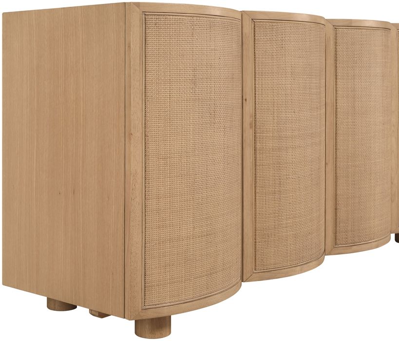 Meridian Furniture - Norin Natural Cane, Solid Wood And Oak Veneer Sideboard/Buffet - 77060Natural - GreatFurnitureDeal
