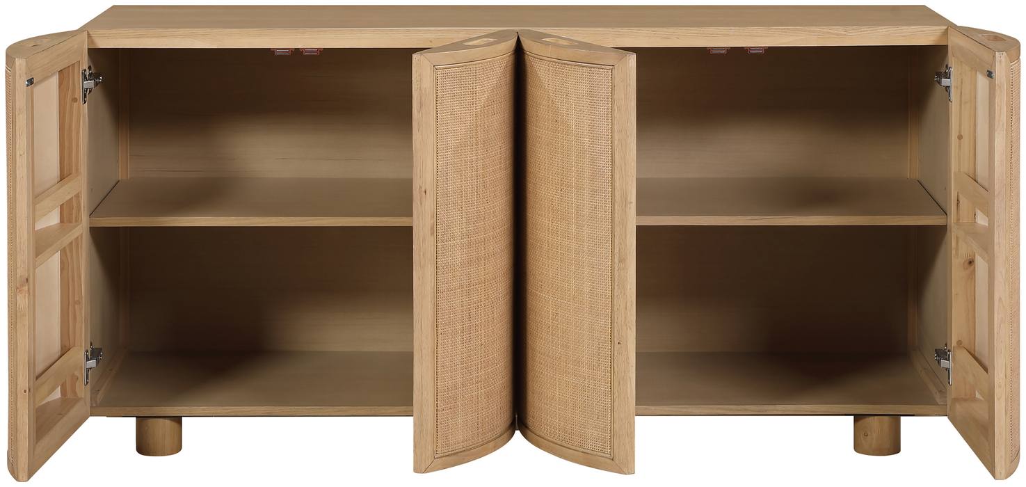 Meridian Furniture - Norin Natural Cane, Solid Wood And Oak Veneer Sideboard/Buffet - 77060Natural - GreatFurnitureDeal