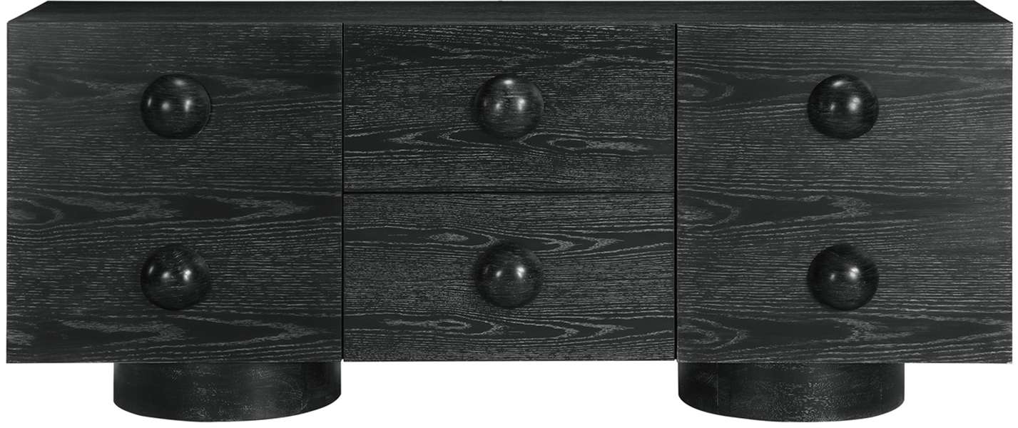 Meridian Furniture - Bubble Black Solid Wood And Oak Veneer Sideboard / Buffet - 77063Black - GreatFurnitureDeal