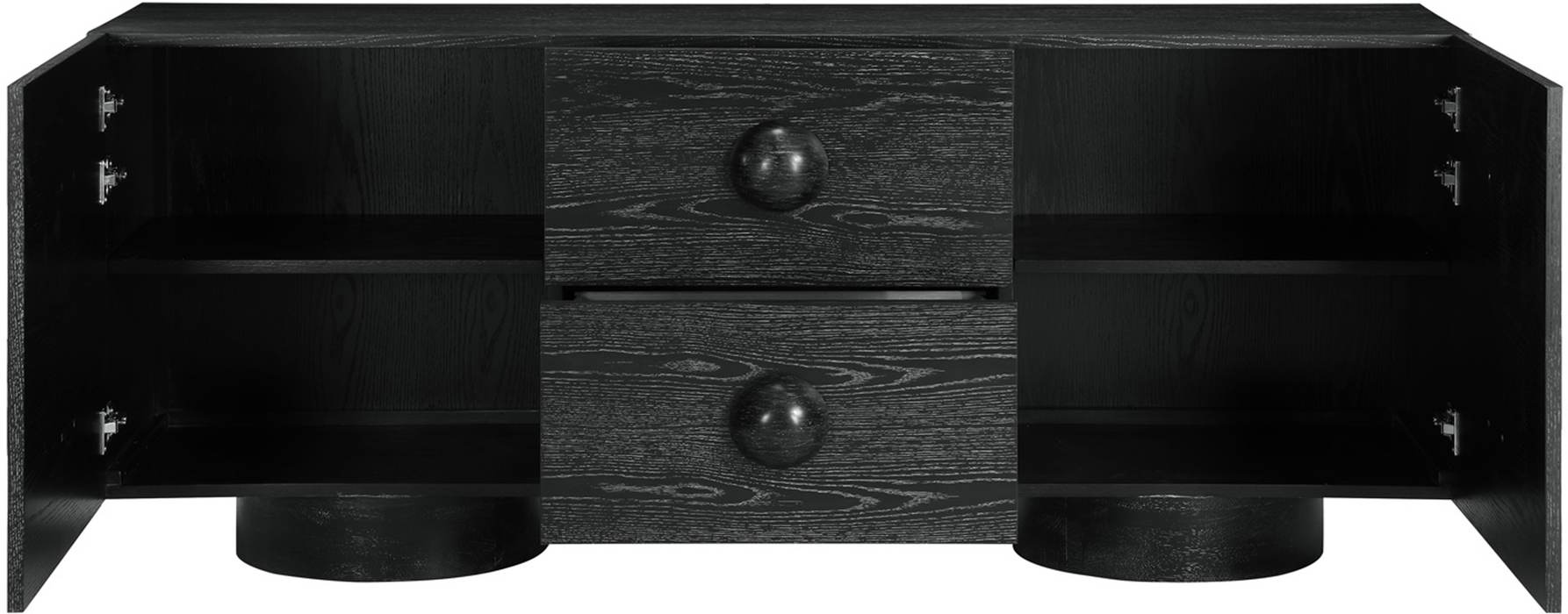 Meridian Furniture - Bubble Black Solid Wood And Oak Veneer Sideboard / Buffet - 77063Black - GreatFurnitureDeal