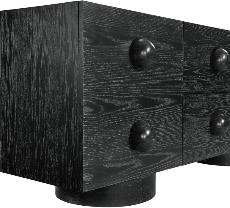 Meridian Furniture - Bubble Black Solid Wood And Oak Veneer Sideboard / Buffet - 77063Black - GreatFurnitureDeal